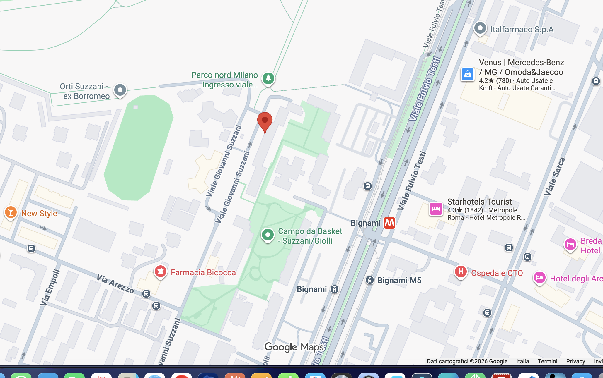 Mappa della zona di Viale Giovanni Suzzani 19, quartiere Niguarda a Milano
